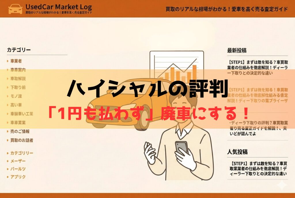 ハイシャルの評判は？「0円以上」の仕組みとカーネクストとの違いを比較